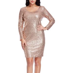 Rose gold sequin midi 3/4 sleeve dress